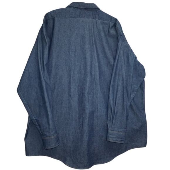 Red Kap 3XL Denim Pearl Snap Work Shirt Western Utility Long Sleeve Blue - Picture 4 of 7